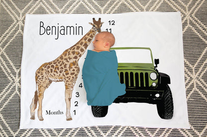 Safari Baby Milestone Blanket