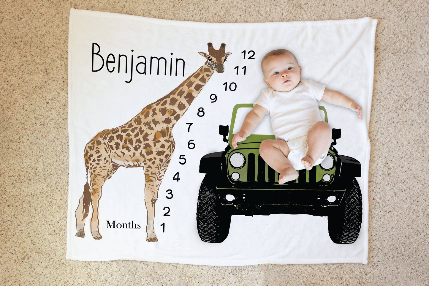 Safari Baby Milestone Blanket