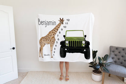 Safari Baby Milestone Blanket