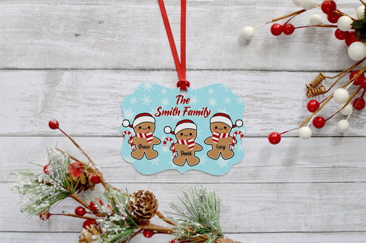 Santa Hat Gingerbread Family Ornament