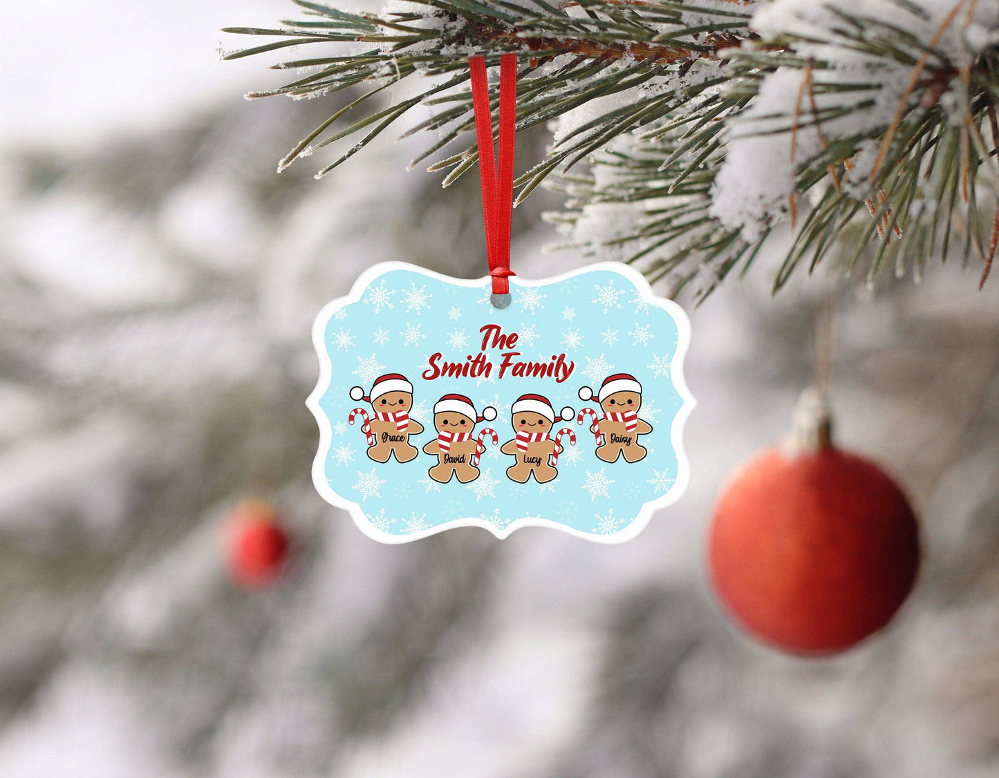 Santa Hat Gingerbread Family Ornament