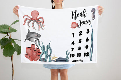 Under the Sea Baby Milestone Blanket