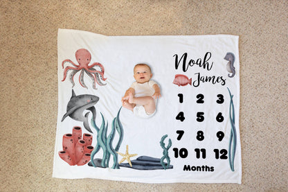 Under the Sea Baby Milestone Blanket