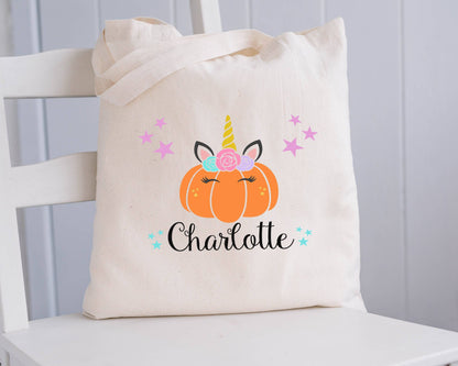 Unicorn Pumpkin Trick or Treat Bag - Personalized Halloween Bag