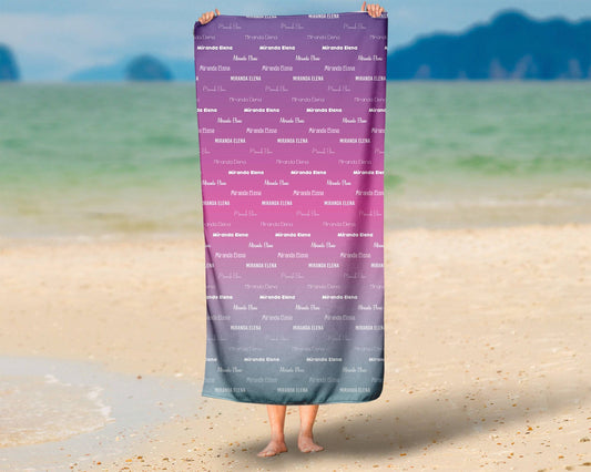 "Unicorn" Repeating Name Personalized Beach Towel