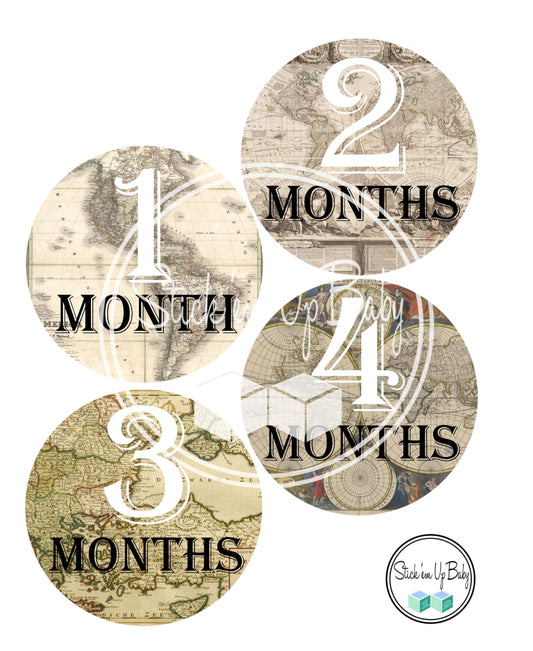 Vintage Map | Monthly Baby Stickers | Stick’em Up Baby™