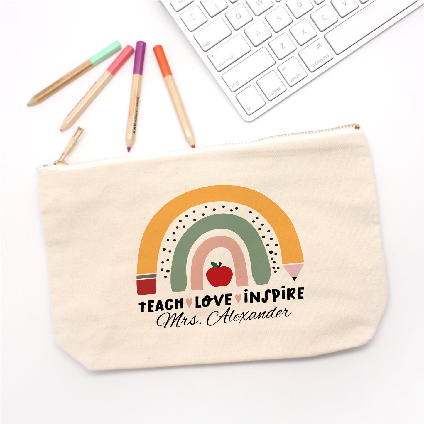 Personalised apple teacher Pencil Pouch – Precious Personalised Gifts Ltd